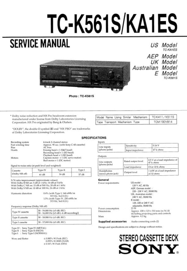 TC-K561S, TC-KA1ES